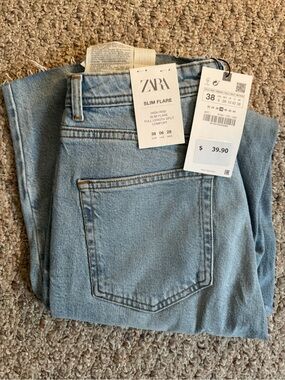 ZARA Light Blue Slim Flare Denim Jeans